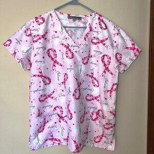 Metro Scrubs Pink Cancer Awareness Scrub Top | Love Faith